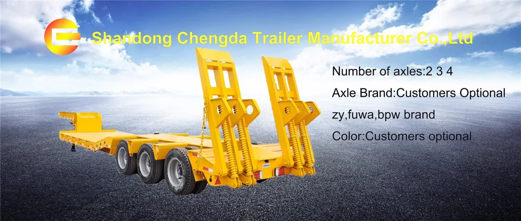 3 Axles Stock Gooseneck Lowboy Low Loader Lowbed Truck Trailer